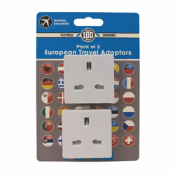 Pifco UK to EU Travel Adapters | For Use in European Country (Pack of 2)