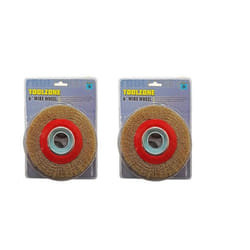 TWO Heavy Duty Wire Wheel For Bench Grinder Brass Coated 6" 150mm With Reducers