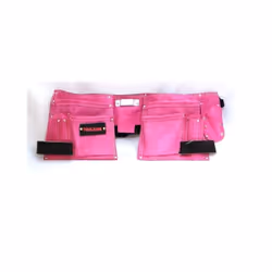 11 Pocket PINK Double Leather belt Tool Pouch holder with Tape / Hammer holder