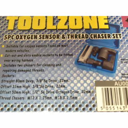 Toolzone 5 Pc Oxygen Sensor Sockets & Thread Chaser Set - Car Auto, tool