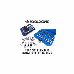 Toolzone Elite 3/8" DR 12 Piece Crows Foot Socket Set Flexible Head Style 8-19mm SP170