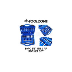 Toolzone 50Pc 3/8" MM & AF Socket Set 6-19MM & 5/16" - 7/8" SS226