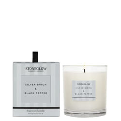 Stoneglow Silver Birch & Black Pepper wax candle Round Birch wood, Black pepper White 1 pc(s)