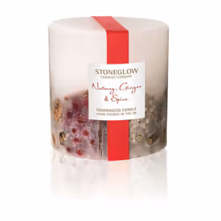Stoneglow Candles Inclusion Scented Pillar Fat Candle Single Wick Nutmeg, Ginger & Spice