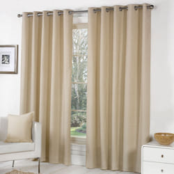 Fusion Sorbonne 100% Cotton Eyelet Lined Curtains - Natural, 66 x 72 Inch