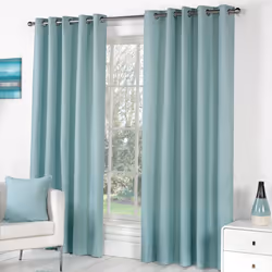 Fusion Sorbonne 100% Cotton Eyelet Lined Curtains - Duck Egg, 66 x 72 Inch