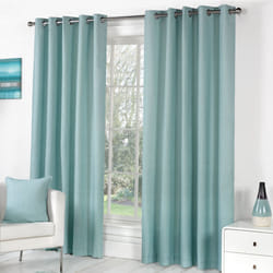Fusion Sorbonne 100% Cotton Eyelet Lined Curtains - Duck Egg, 66 x 72 Inch