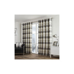 Fusion Balmoral Check 100% Cotton Eyelet Lined Curtains - Slate, 46 x 54 Inch