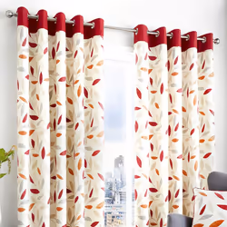 Fusion - Beechwood - 100% Cotton Ready Made Pair of Eyelet Curtains - 46' Width x 54' Drop (117 x 137cm) in Red
