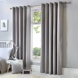 Fusion Sorbonne 100% Cotton Eyelet Lined Curtains - Silver, 46 x 72 Inch