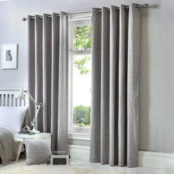 Fusion Sorbonne 100% Cotton Eyelet Lined Curtains - Silver, 46 x 72 Inch