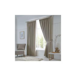 Fusion Dijon Blackout Pencil Pleat Lined Curtains - Natural, 66 x 54 Inch