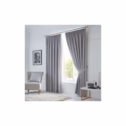 Fusion Dijon Blackout Pencil Pleat Lined Curtains - Silver, 66 x 54 Inch