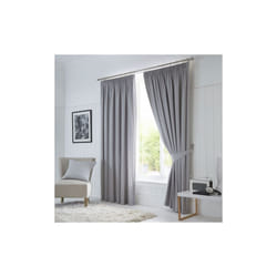 Fusion Dijon Blackout Pencil Pleat Lined Curtains - Silver, 66 x 54 Inch
