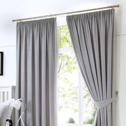 Fusion - Dijon - Blackout / Thermal Insulated Pair of Pencil Pleat Curtains - 90' Width x 54' Drop (229 x 137cm) in Silver