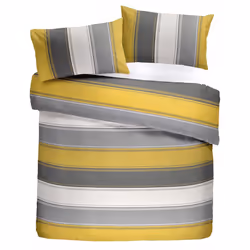 Fusion - Betley - Classic Wide Stripe Duvet Cover Set - Double, Ochre