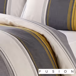 Fusion - Betley - Classic Wide Stripe Duvet Cover Set - Double, Ochre