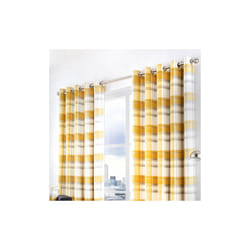 Fusion Balmoral Check 100% Cotton Eyelet Lined Curtains - Ochre, 90 x 72 Inch