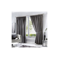 Fusion Dijon Blackout Pencil Pleat Lined Curtains - Charcoal, 90 x 54 Inch