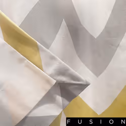 Fusion - Chevron - 100% Cotton Ready-Made Pair of Eyelet Curtains - 90" Width x 72" Drop (229 x 183cm) in Ochre