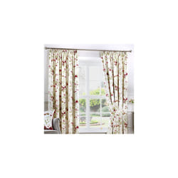 LIKE-NEW Fusion - Jeannie - 100% Cotton Ready Made Pair of Pencil Pleat Curtains - 66" Width x 54" Drop (168 x 137cm) in Red