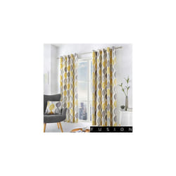 Fusion - Lennox - 100% Cotton Ready Made Pair of Eyelet Curtains - 66" Width x 72" Drop (168 x 183cm) in Grey