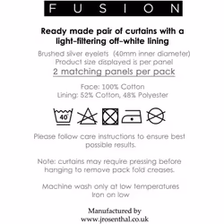 Fusion - Lennox - 100% Cotton Ready Made Pair of Eyelet Curtains - 66' Width x 90' Drop (168 x 229cm) in Grey