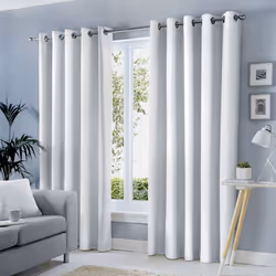 Fusion Sorbonne 100% Cotton Eyelet Lined Curtains - White, 46 x 54 Inch