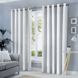 Fusion Sorbonne 100% Cotton Eyelet Lined Curtains - White, 46 x 54 Inch