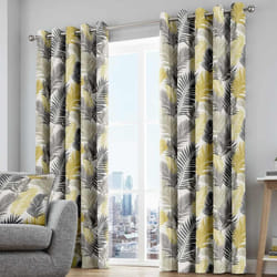 Tropical Lined Eyelet Curtains Ochre 66" x 90"