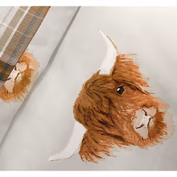 Highland Cow Duvet Cover Tartan Check Reversible Quilt Cover Bedding Set Ochre