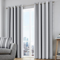 Whitworth Stripe Eyelet Curtains Grey 90" x 90"