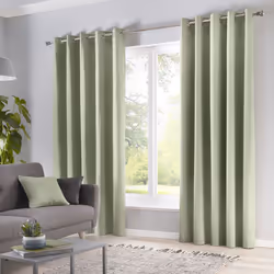 Fusion Sorbonne 100% Cotton Eyelet Lined Curtains - Green, 66 x 54 Inch