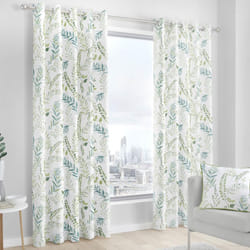 Fernworthy Eyelet Curtains Green 66" x 54"