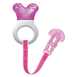 Mini Cooler & Clip, Cooling Component Comforts Teething Babies, Sensitive Gums Massaged by Baby Ring, Long Range Reaches All Baby Teeth, Suitable for