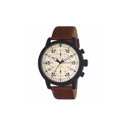 Henley Men's Bold Textured sports Cream Dial With Brown Leather Strap Watch H02212.4