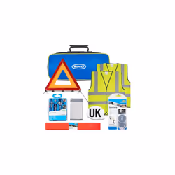 RK002 Essential European Travel Kit - Headlight Deflectors, Warning Triangle, UK Sticker, Bulb Kit, High Visibility Jackets, ...