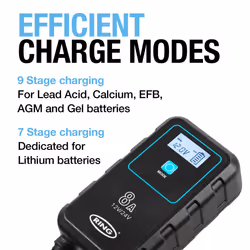 Automotive SMARTCHARGE 8 - 8A Smart Car Battery Charger, 12V & 24V Battery Maintainer - 9 Stage Charger for AGM, Leisure, Lithium, HGV, Car and Van