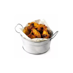 2x Food Buckets Steel Round Tubs 6x3" Serving Small Sauces Holder Chips Starters