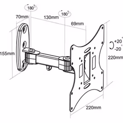Proper Classic Swing Arm TV Bracket for 23"-42" 106.7 cm (42") - Additional view 6