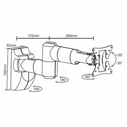 Proper Swing Arm TV Wall Bracket for 19''-28' 71.1 cm (28") Black - Additional view 5