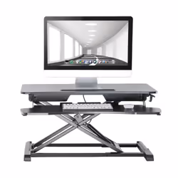 ProperAV Stand Up Desk Converter Two Tier Worktop Gas Spring Lift Vari