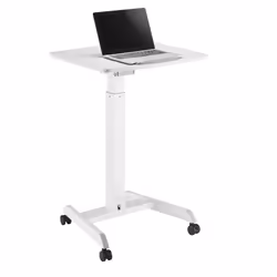 ProperAV Mobile Desk Trolley Workstation with Gas Spring Height Adjustment is height adjustable from 758-1128mm (29.8"~4 ...