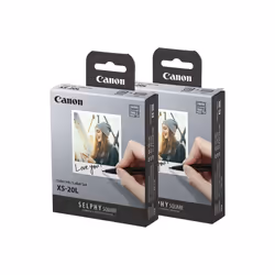 Experience high-quality 2.7" x 2.7" images with Canon's SELPHY Color Ink/Label XS-20L set. which includes 20 s ...