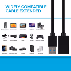 Maplin USB-A 3.0 Male to USB-A 3.0 Female Extension Cable - Black, 1.5m - Additional view 3