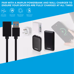 Maplin USB-A 3.0 Male to USB-A 3.0 Female Extension Cable - Black, 1.5m - Additional view 6