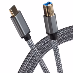 This Maplin USB-C to USB-B Braided Cable features USB-C male to USB B male connectors. ideal for adding printers. scanners an ...