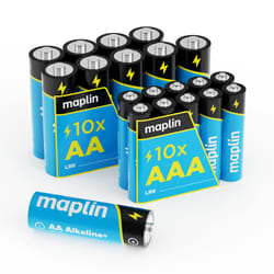 Maplin 10x AA LR6 /10x AAA LR03 1.5V Alkaline Batteries 7 Year Shelf L