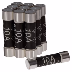 These Maplin 10 Amp Domestic Fuse BS1362 6.3mm x 25.4mm - Pack of 10 are suitable for a wide range of electrical equipment an ...