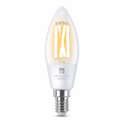 Smart LED. C35. E14 (SES) Clear Tunable White Filament Candle Bulb. 4.9Watt. Selectable Colour Temperature between 2700-6500 ...
